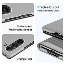 Load image into Gallery viewer, Galaxy Z Fold 6 Cover Cases Compatible with Samsung Z Fold 6 Flip Cell Phone Case Clear View Mirror Flip Cover PU Leather with Kickstand Protective Cover for Samsung Galaxy Z Fold 6 (Silver)_2944