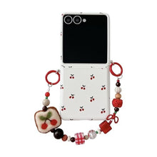 Load image into Gallery viewer, GCVXRUD Cute Case for Samsung Galaxy Z Flip 7, Cherry Pattern Flip 7 Phone Case, Fold Phone Cover for Women Ladies Girls (with Chain), Multicolor_1