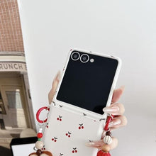 Load image into Gallery viewer, GCVXRUD Cute Case for Samsung Galaxy Z Flip 7, Cherry Pattern Flip 7 Phone Case, Fold Phone Cover for Women Ladies Girls (with Chain), Multicolor_1913