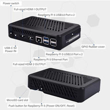 Load image into Gallery viewer, GeeekPi DeskPi Lite Pi5 Case with Power Button,PCIe to M.2 HAT,Active Cooler, and Dual Full-Size HDMI for Raspberry Pi 5, Supports M.2 NVMe M-Key 2230/2242/2260/2280 SSDs, Black_5400