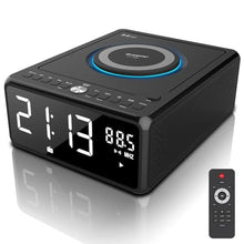 Load image into Gallery viewer, Gelielim Elegant Home CD Player, Alarm Clock with Wireless Charging, Bluetooth Boombox with Remote, FM Radio (No AM)/AUX/USB/Timer/Dimmer, Portable CD Radio Player for Home, Black_1