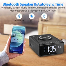 Load image into Gallery viewer, Gelielim Elegant Home CD Player, Alarm Clock with Wireless Charging, Bluetooth Boombox with Remote, FM Radio (No AM)/AUX/USB/Timer/Dimmer, Portable CD Radio Player for Home, Black_7119
