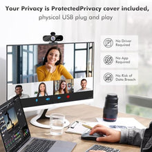 Load image into Gallery viewer, Gohero Full HD 1080P Video Webcam, Noise Cancellation, Privacy Cover, Wide-Angle Lens, Auto Light Correction, Plug & Play USB Webcam for Laptop, Desktop, PC, Mac, Zoom, Skype Pro Series, Black_745