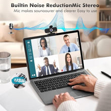Load image into Gallery viewer, Gohero Full HD 1080P Video Webcam, Noise Cancellation, Privacy Cover, Wide-Angle Lens, Auto Light Correction, Plug & Play USB Webcam for Laptop, Desktop, PC, Mac, Zoom, Skype Pro Series, Black_746
