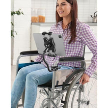 Load image into Gallery viewer, Gooseneck Tablet Holder for Wheelchair/Stroller/Golf Cart/Boat/Mic stand/Indoor Cycling Bike/Gym Bicycle Handlebar Clamp, Compatible with 4.7-13" iPad Pro/Air/Mini, iPhone, Galaxy, Fire HD, E-book, Black_3428