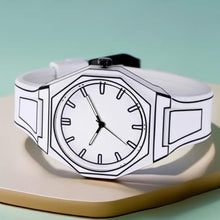 Load image into Gallery viewer, Gosasa Creative Unisex Sketch Anime Style Women's Men's Quartz Wristwatch Personality Waterproof Minimalist Black and White Analog Watch, White, Fashion Anime Style_723