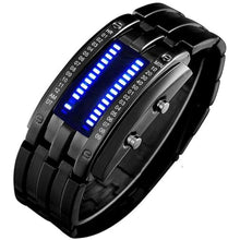 Load image into Gallery viewer, Gosasa Men's LED Digital Wrist Watch Futuristic Binary Display Stainless Steel Bracelet Waterproof Tech Style Watch for Casual & Fashion Wear (Black)_1