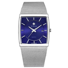 Load image into Gallery viewer, Gosasa Men Watch Classic Analog Quartz Date Stainless Steel Milanese Mesh Band Ultra-Thin Rectangle Dial Luminous (Blue)_1