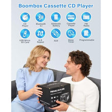 Load image into Gallery viewer, Greadio Boombox CD and Cassette Player Combo, 5000mAh Bluetooth CD Player, Black_195