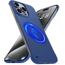 Load image into Gallery viewer, GRECAZO Magnetic Slim Case Fit for iPhone 15 Pro Max Phone Case 6.7"(2023) Ultra-Thin Lightweight Durable Frameless Matte Hard MagSafe Cover Case with Pull Ring Shockproof Non Slip Rope-Blue_1
