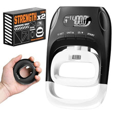 Load image into Gallery viewer, Grip Strength Tester & Trainer 2-in-1 Combo Set-Digital Hand Dynamometer with LCD Display, Max 400lb/180kg Capacity, Resistance Ring with Ergonomic Design for Sports, Gym, Home & Rehab, Black_1