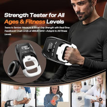 Load image into Gallery viewer, Grip Strength Tester & Trainer 2-in-1 Combo Set-Digital Hand Dynamometer with LCD Display, Max 400lb/180kg Capacity, Resistance Ring with Ergonomic Design for Sports, Gym, Home & Rehab, Black_186