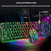 Load image into Gallery viewer, Guiheng Wired Crack Rainbow Gaming Keyboard and Mouse Combo, 104 Keys Light Up Mechanical Feeling Computer Keyboard, Wired Gaming Keyboard and Mouse for PC MAC Xbox Gamer(Black)_6180