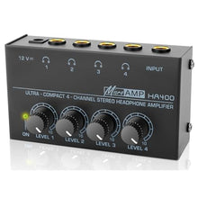 Load image into Gallery viewer, HA400 Headphone Amplifier 4 Channel Metal Stereo Audio Amplifier, Black_1