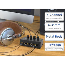 Load image into Gallery viewer, HA400 Headphone Amplifier 4 Channel Metal Stereo Audio Amplifier, Black_651
