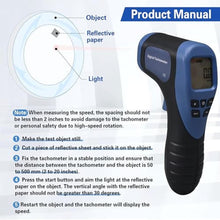 Load image into Gallery viewer, Handheld Digital Laser Tachometer - Non-Contact RPM Meter, Measures 2.5-99,999 RPM, High Precision with LCD Display, Reflective Tape Included, Ideal for Motor Speed and Industrial Use_1379