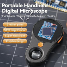Load image into Gallery viewer, Handheld Digital Microscope, Portable Pocket Magnifying Glass for Adult with 2.0 Inch Color Screen, 200w, 500x Magnification, Built in 8LEDs, Compatible with OS X (Black)_623
