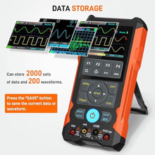Load image into Gallery viewer, Handheld Oscilloscope Multimeter GOCHIFIX Waveform Generator 3 in 1 Automotive Oscilloscope 2 Channel 80Mhz Bandwidth 200Msps Sampling Rate Signal Generator Digital Oscilloscope Multimeter, BlackOrange_7344