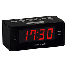 Load image into Gallery viewer, HANNLOMAX HX-144CR Alarm Clock Radio, PLL FM Radio, 1.2 Red LED Display, Digital Clock with Dual Alarm, Black_1