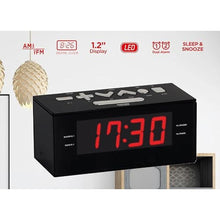 Load image into Gallery viewer, HANNLOMAX HX-144CR Alarm Clock Radio, PLL FM Radio, 1.2 Red LED Display, Digital Clock with Dual Alarm, Black_4630
