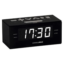 Load image into Gallery viewer, HANNLOMAX HX-144CR Alarm Clock Radio, PLL FM Radio, 1.2 White LED Display, Digital Clock with Dual Alarm, BlackwhiteLed_1