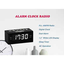 Load image into Gallery viewer, HANNLOMAX HX-144CR Alarm Clock Radio, PLL FM Radio, 1.2 White LED Display, Digital Clock with Dual Alarm, BlackwhiteLed_4891