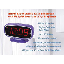 Load image into Gallery viewer, HANNLOMAX HX-153CR Alarm Clock Radio, AM/FM, Bluetooth, USB/SD (Purple)_4907