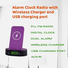Load image into Gallery viewer, HANNLOMAX HX-203Wi Alarm Clock Radio, Wireless & USB Charger (Purple), White_4750
