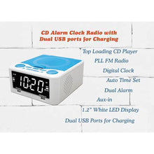 Load image into Gallery viewer, HANNLOMAX HX-300CD CD Player, Alarm Clock Radio, USB Charger (Blue), White_4755