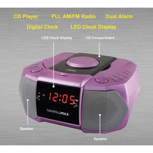 Load image into Gallery viewer, HANNLOMAX HX-334CD CD Player with Alarm Clock Radio (Purple)_5073