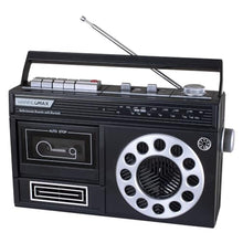 Load image into Gallery viewer, HANNLOMAX HX-601K Portable AM/FM Radio Cassette Recorder with Bluetooth, Records from Built-in Mic or Radio, Headphone Jack, AC/DC Operation. (Black)_1