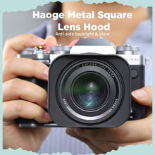 Load image into Gallery viewer, Haoge LH-X33 Lens Hood Metal Square Bayonet for Fujinon XF16-50mm F2.8-4.8 R LM WR,XF33mm F1.4 R WR Lens, Fuji XF 33mm f/1.4 R LM WR Hood Shade, BlackNotwithMetalFrontCap_8255