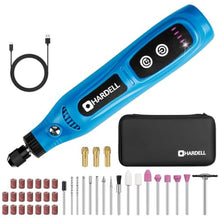 Load image into Gallery viewer, HARDELL Mini Cordless Rotary Tool 4V, 5-Speed 42pcs DIY Craft Tool Kit, Blue_1