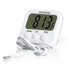 Load image into Gallery viewer, HATUSOKU Digital Thermometer with External Sensor, Magnet, Suction Cup, Water Thermometer, Aquarium, Refrigerator, Freezer (White)_1