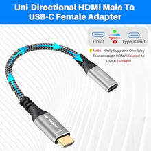 Load image into Gallery viewer, HDMI to USB-C Cable Adapter with USB Video Cable, Uni-Directional HDMI Male (Source) to USB Type-C 3.1 Female (Display) Converter for AR Glasses, with 1 USB C-to-C Cable 4Feet, Support 4K@60Hz,PD 100W, Black_410