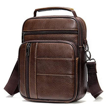 Load image into Gallery viewer, Hebetag Leather Shoulder Handbag Messenger Bag for Men Outdoor Travel Business Crossbody Pack Pouch Camping Casual Daypack Pocket Brown_1