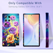 Load image into Gallery viewer, Hekodonk for Galaxy S24 Ultra Case, Three Layer Heavy Duty Shockproof Protection Hard Plastic+Soft Silicone Full Body Drop Protective Case for Samsung Galaxy S24 Ultra,Blue Butterfly, PurpleRose_2459