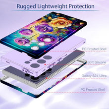 Load image into Gallery viewer, Hekodonk for Galaxy S24 Ultra Case, Three Layer Heavy Duty Shockproof Protection Hard Plastic+Soft Silicone Full Body Drop Protective Case for Samsung Galaxy S24 Ultra,Blue Butterfly, PurpleRose_2460
