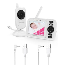 Load image into Gallery viewer, HelloBaby Baby Monitor No WiFi 3.2" Screen, USB Cable Video Baby Monitors, White_1