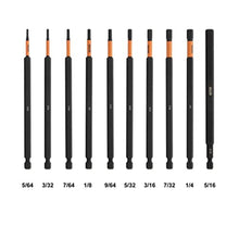 Load image into Gallery viewer, Hex Bit Set - Railer 6 Inch Impact Driver 10pc SAE Hex Bit Set With A Storage Magnetizer Bit Holder & Carabiner. Premium S2 Steel, Ideal For Furniture Screws, Black_5362