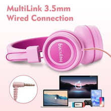 Load image into Gallery viewer, HEYSONG Children's Headphones, Headphones for Kids 85 / 94dB Volume Limited Foldable 3.5mm Jack Wired Cord, Headset for Boys Girls Child Smartphones Tablet School Travel Plane, Pink_6570
