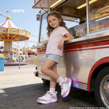 Load image into Gallery viewer, HHSTS Kids Shoes with Wheels LED Light Color Shoes Shiny Roller Skates Skate Shoes Simple Kids Gifts Boys Girls The Best Gift for Party Birthday Christmas Day(11.5 Little Kid,White Pink), EwhitePink_1722