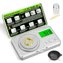 Load image into Gallery viewer, High Precision Mg Scale 100g/0.001g, Pocket Digital Milligram Scale, Small Gram Jewelry Scale, Coin Scale with 50g Calibration Weight for Gold/Silver/Gems/Powder Medicine Benechef, silvery_1