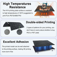 Load image into Gallery viewer, HIKUDIY 257x257mm PET PEO Double Side Build Plate for Bambu Lab X2D/P2S/X1C/X1/X1E/P1P/P1S/A1, Smooth Diamond PEO+Carbon Fiber PET Spring Steel Sheet Plate for Bambu Labs 3D Printer, PEOPET_606