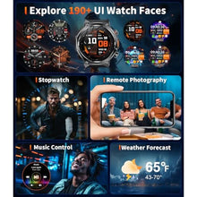 Load image into Gallery viewer, HIRREO Military Smart Watch for Men,800mAh Large Battery/1.75" HD Smart Watches with LED Flashlight for Android/iOS (Bluetooth Call Answer/Calls) Fitness Tracker with Heart Rate/Sleep Tracking, Black_1353