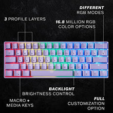 Load image into Gallery viewer, HK GAMING GK61s Mechanical Gaming Keyboard - 61 Keys Multi Color RGB Illuminated LED Backlit Wired Programmable for PC/Mac Gamer (Gateron Mechanical Blue, Lavender)_7142