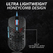 Load image into Gallery viewer, HK GAMING Mira M Ultra Lightweight Honeycomb Shell Wired RGB Gaming Mouse - Up to 12 000 cpi | 6 Buttons - 63g Only (Mira-M, Blue Phantom), BluePhantom_7097