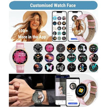 Load image into Gallery viewer, HOAIYO Smart Watch for Women (Call Receive/Dial), 1.32" Smartwatch with Heart Rate Sleep Calories Counter, IP68 Waterproof Fitness Watch for Android iOS Phones (2 Straps), Pink_1061
