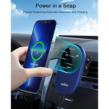 Load image into Gallery viewer, Hohosb Fits Mag-Safe Car Mount Charger,Magnetic Wireless Car Charger Compatible with iPhone 14/13/12 Series,Fast Charging Auto-Alignment Air Vent Phone Holder,Car Accessories-Blue_6945
