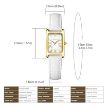 Load image into Gallery viewer, HOLSTOUR Gold Watches for Women Fine Leather Watch Rectangular Case Roman Numeral Dial Water Resistant, GoldWhite_1012